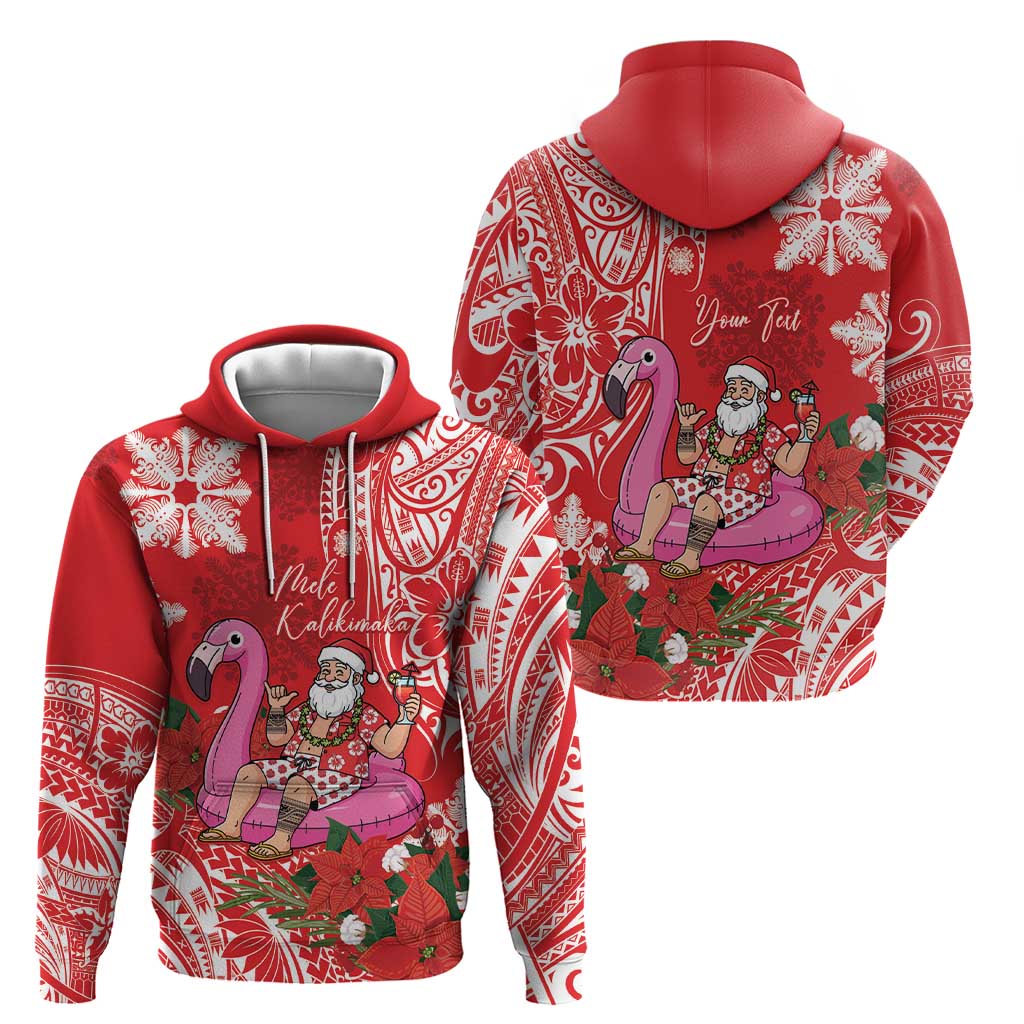 Personalized Hawaii Christmas Zip Hoodie Mele Kalikimaka Chilling Shaka Santa Flamingo LT14 - Polynesian Pride