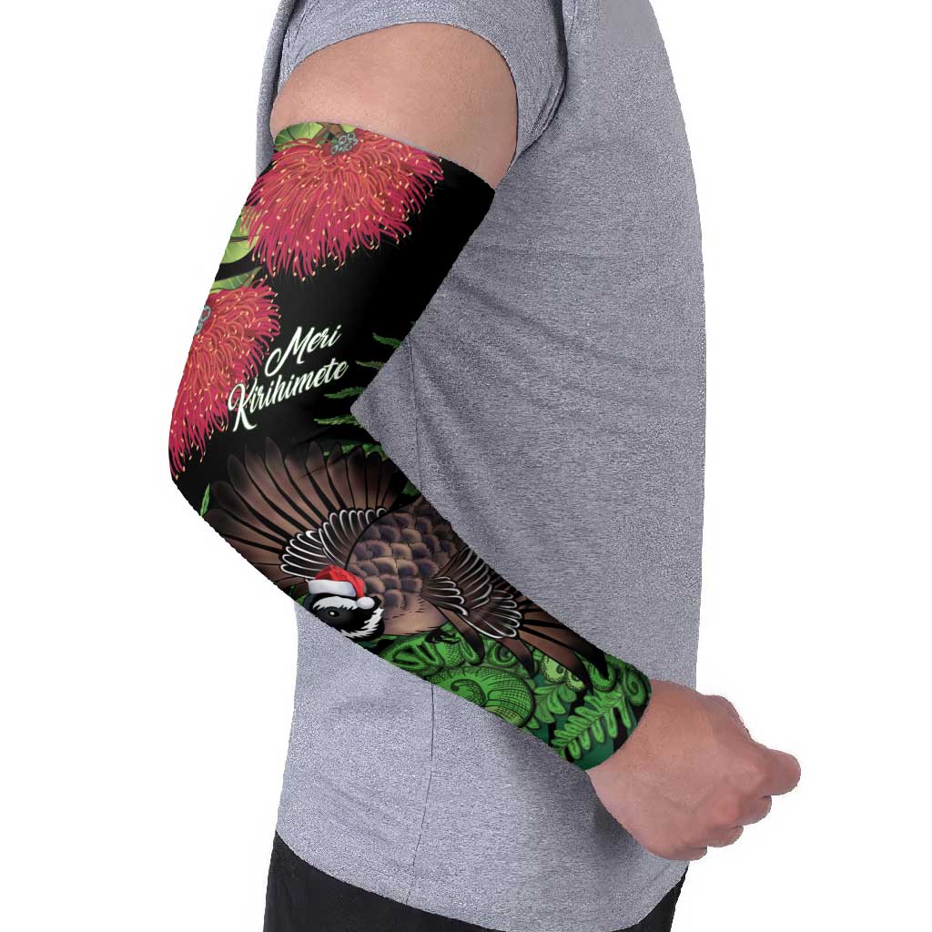 Meri Kirihimete New Zealand Arm Sleeves Piwakawaka Koru Fern Mix Pohutukawa LT14 - Polynesian Pride