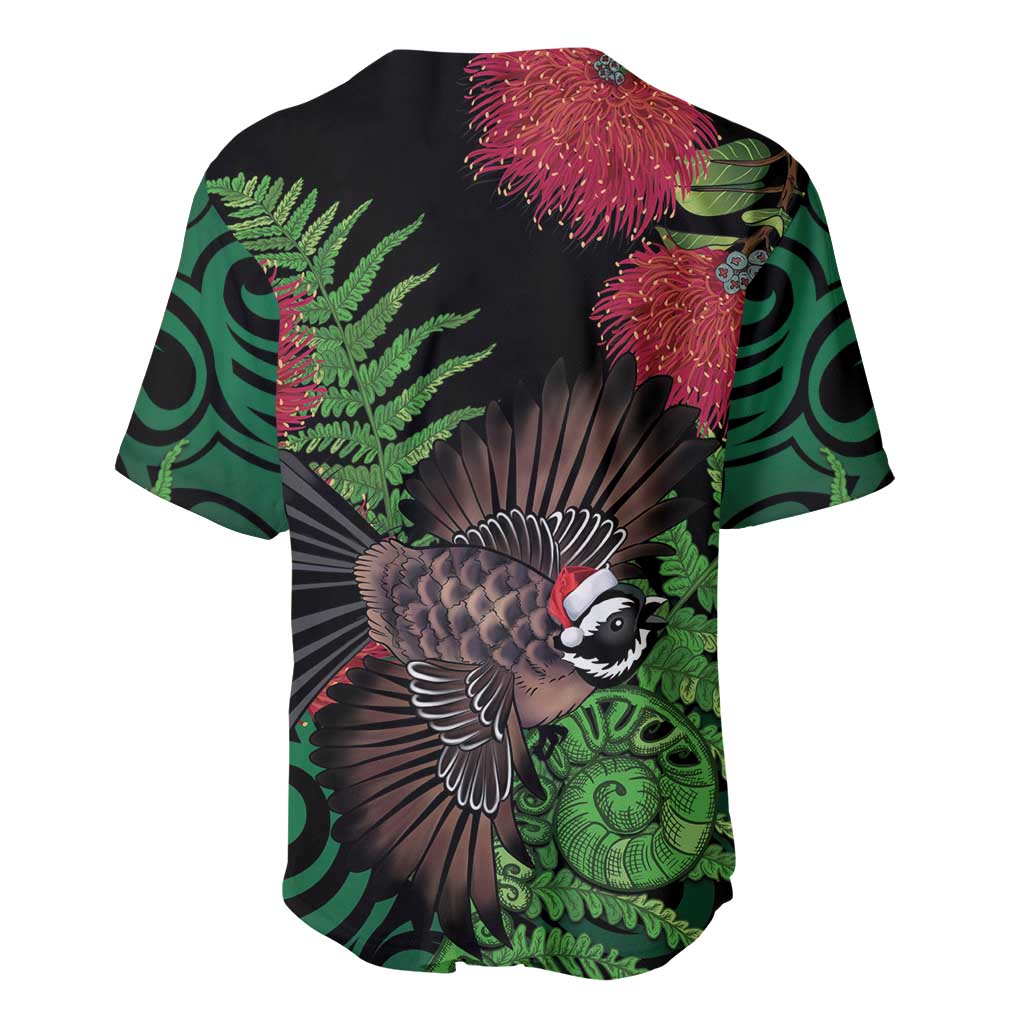 Meri Kirihimete New Zealand Baseball Jersey Piwakawaka Koru Fern Mix Pohutukawa LT14 - Polynesian Pride