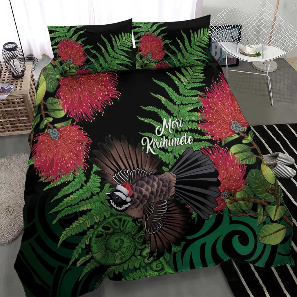 Meri Kirihimete New Zealand Bedding Set Piwakawaka Koru Fern Mix Pohutukawa LT14 - Polynesian Pride