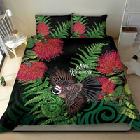 Meri Kirihimete New Zealand Bedding Set Piwakawaka Koru Fern Mix Pohutukawa LT14 - Polynesian Pride