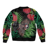 Meri Kirihimete New Zealand Bomber Jacket Piwakawaka Koru Fern Mix Pohutukawa LT14 - Polynesian Pride