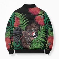 Meri Kirihimete New Zealand Bomber Puffer Jacket Piwakawaka Koru Fern Mix Pohutukawa LT14 - Polynesian Pride