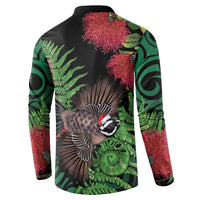 Meri Kirihimete New Zealand Button Sweatshirt Piwakawaka Koru Fern Mix Pohutukawa LT14 - Polynesian Pride