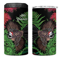 Meri Kirihimete New Zealand 4 in 1 Can Cooler Tumbler Piwakawaka Koru Fern Mix Pohutukawa LT14 One Size: 16 oz Black - Polynesian Pride