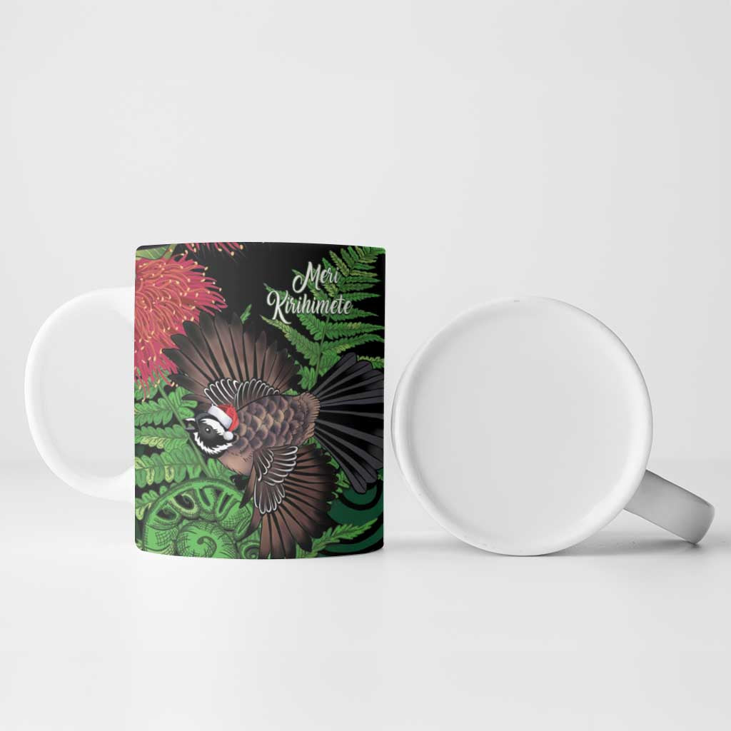 Meri Kirihimete New Zealand Ceramic Mug Piwakawaka Koru Fern Mix Pohutukawa LT14 - Polynesian Pride