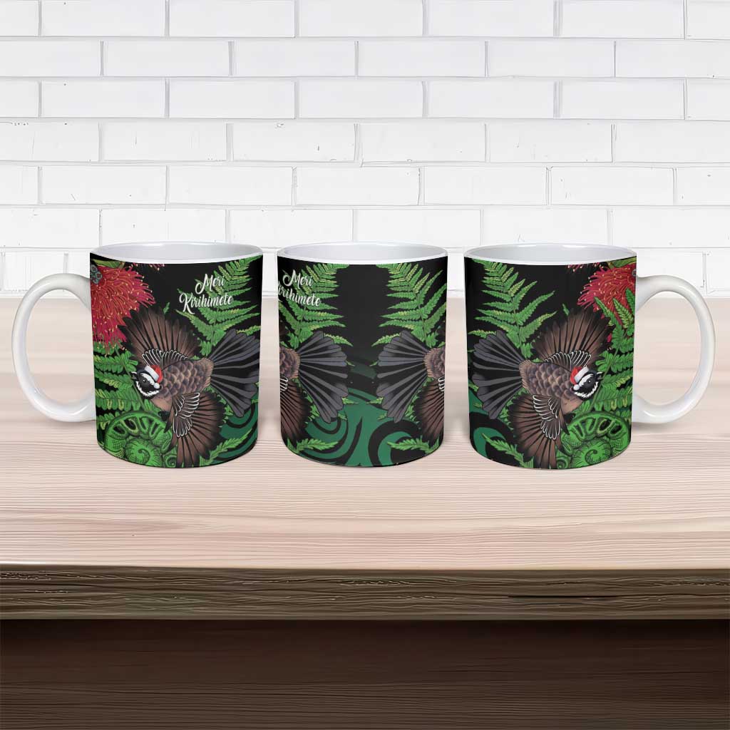 Meri Kirihimete New Zealand Ceramic Mug Piwakawaka Koru Fern Mix Pohutukawa LT14 - Polynesian Pride