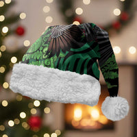 Meri Kirihimete New Zealand Christmas Santa Hat Piwakawaka Koru Fern Mix Pohutukawa LT14 With Fur Black - Polynesian Pride