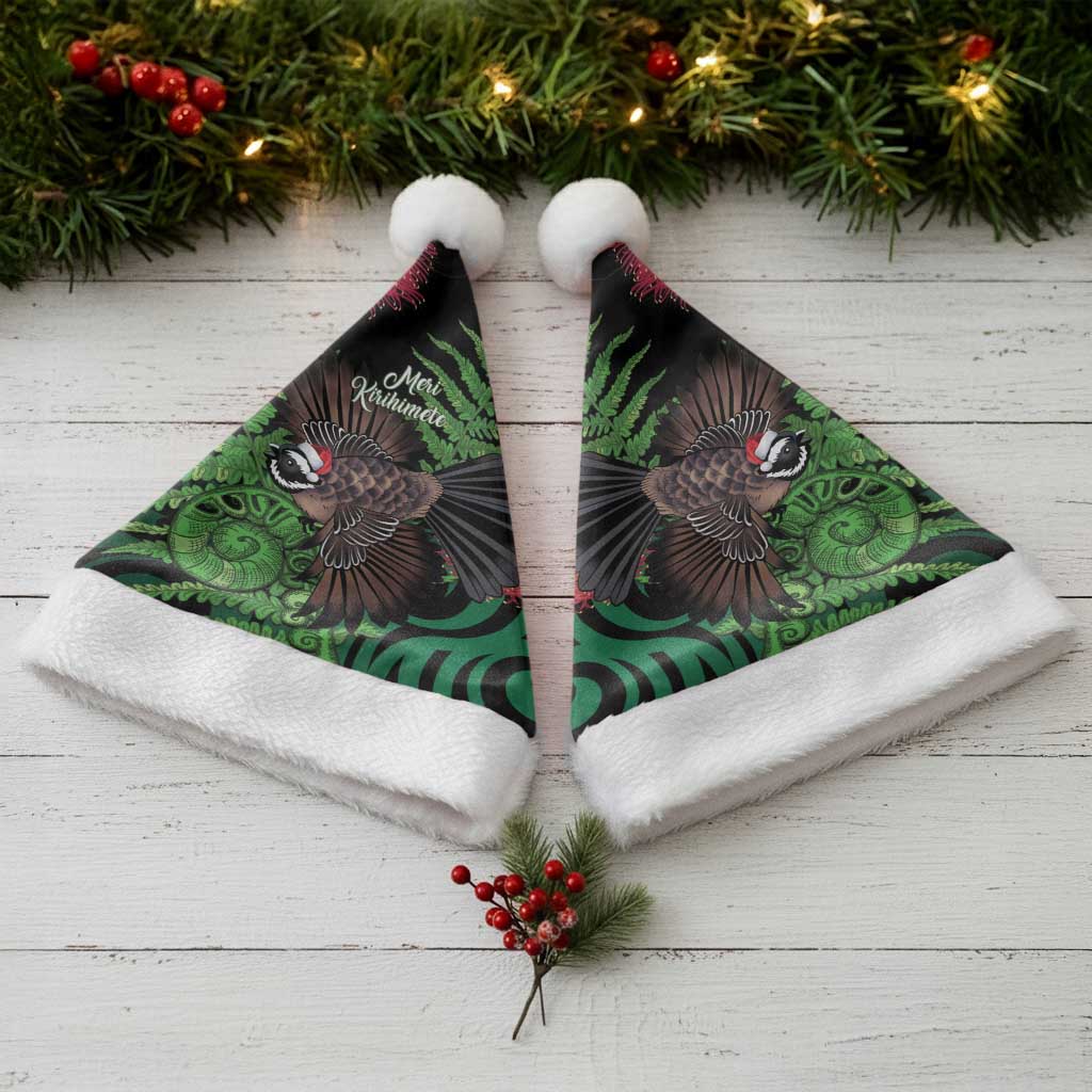 Meri Kirihimete New Zealand Christmas Santa Hat Piwakawaka Koru Fern Mix Pohutukawa LT14 - Polynesian Pride