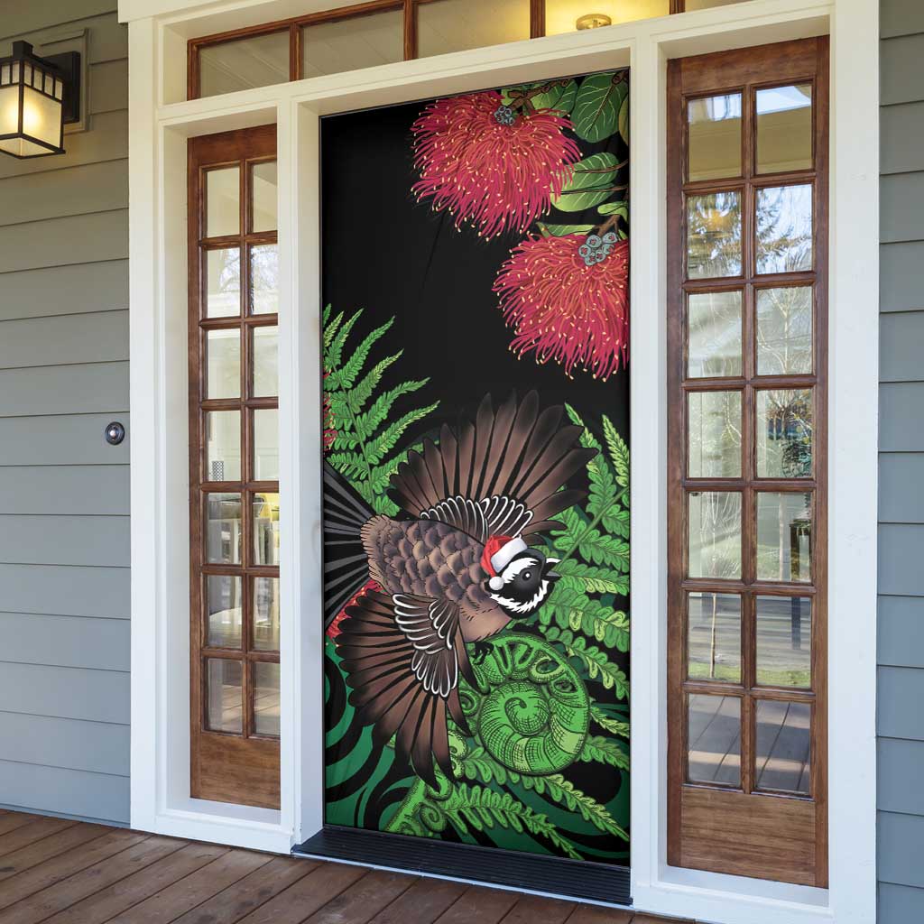 Meri Kirihimete New Zealand Door Cover Piwakawaka Koru Fern Mix Pohutukawa LT14 - Polynesian Pride