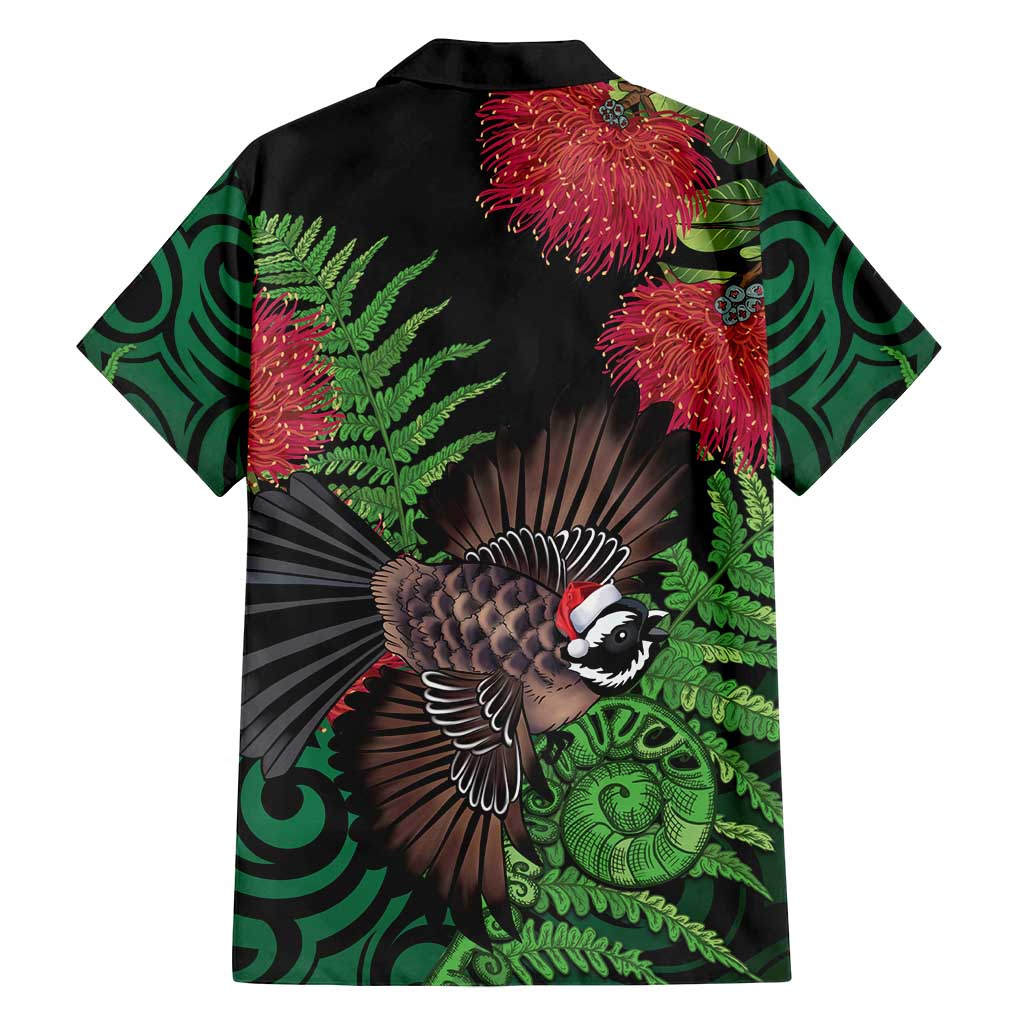 Meri Kirihimete New Zealand Family Matching Long Sleeve Bodycon Dress and Hawaiian Shirt Piwakawaka Koru Fern Mix Pohutukawa LT14 - Polynesian Pride