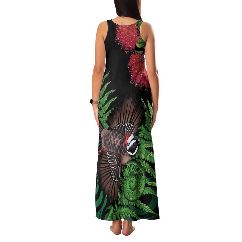 Meri Kirihimete New Zealand Family Matching Tank Maxi Dress and Hawaiian Shirt Piwakawaka Koru Fern Mix Pohutukawa LT14 - Polynesian Pride