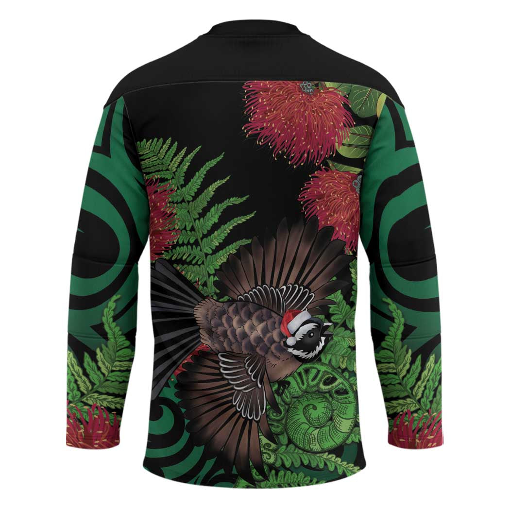 Meri Kirihimete New Zealand Hockey Jersey Piwakawaka Koru Fern Mix Pohutukawa LT14 - Polynesian Pride