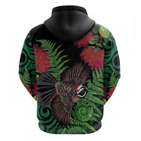 Meri Kirihimete New Zealand Hoodie Piwakawaka Koru Fern Mix Pohutukawa LT14 - Polynesian Pride