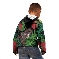 Meri Kirihimete New Zealand Kid Hoodie Piwakawaka Koru Fern Mix Pohutukawa LT14 - Polynesian Pride