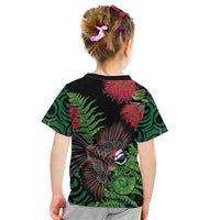 Meri Kirihimete New Zealand Kid T Shirt Piwakawaka Koru Fern Mix Pohutukawa LT14 - Polynesian Pride