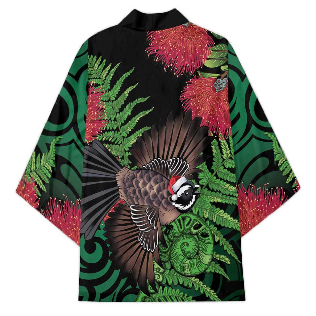 Meri Kirihimete New Zealand Kimono Piwakawaka Koru Fern Mix Pohutukawa LT14 - Polynesian Pride