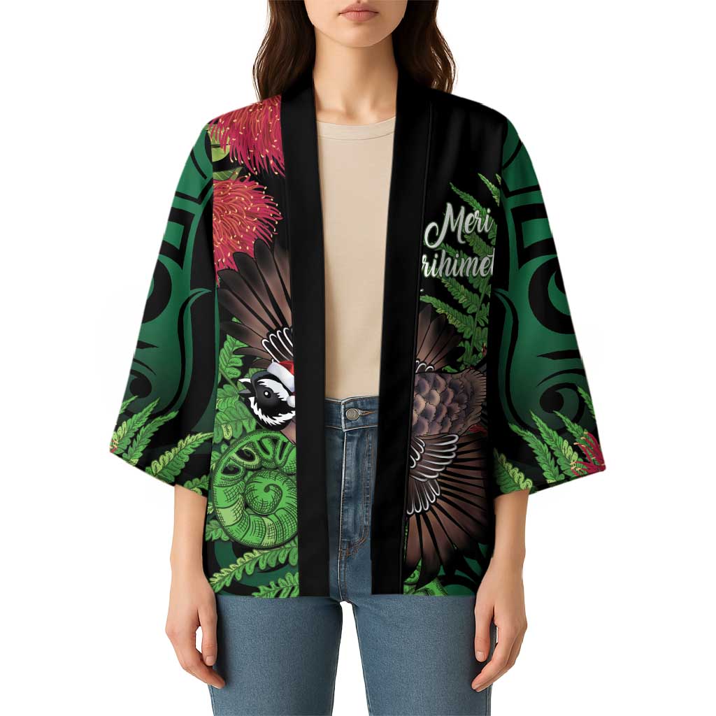 Meri Kirihimete New Zealand Kimono Piwakawaka Koru Fern Mix Pohutukawa LT14 - Polynesian Pride