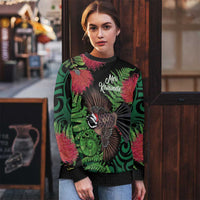 Meri Kirihimete New Zealand Ugly Christmas Sweater Piwakawaka Koru Fern Mix Pohutukawa LT14 - Polynesian Pride
