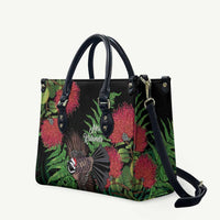 Meri Kirihimete New Zealand Leather Bag Piwakawaka Koru Fern Mix Pohutukawa LT14 Black - Polynesian Pride