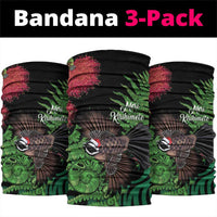 Meri Kirihimete New Zealand Neck Gaiter Piwakawaka Koru Fern Mix Pohutukawa LT14 package One Size: 25*50cm Black - Polynesian Pride