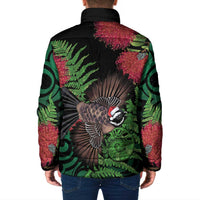 Meri Kirihimete New Zealand Padded Jacket Piwakawaka Koru Fern Mix Pohutukawa LT14 - Polynesian Pride