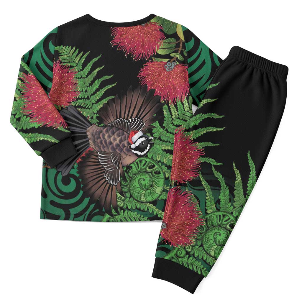 Meri Kirihimete New Zealand Christmas Pajama Set Piwakawaka Koru Fern Mix Pohutukawa LT14 - Polynesian Pride