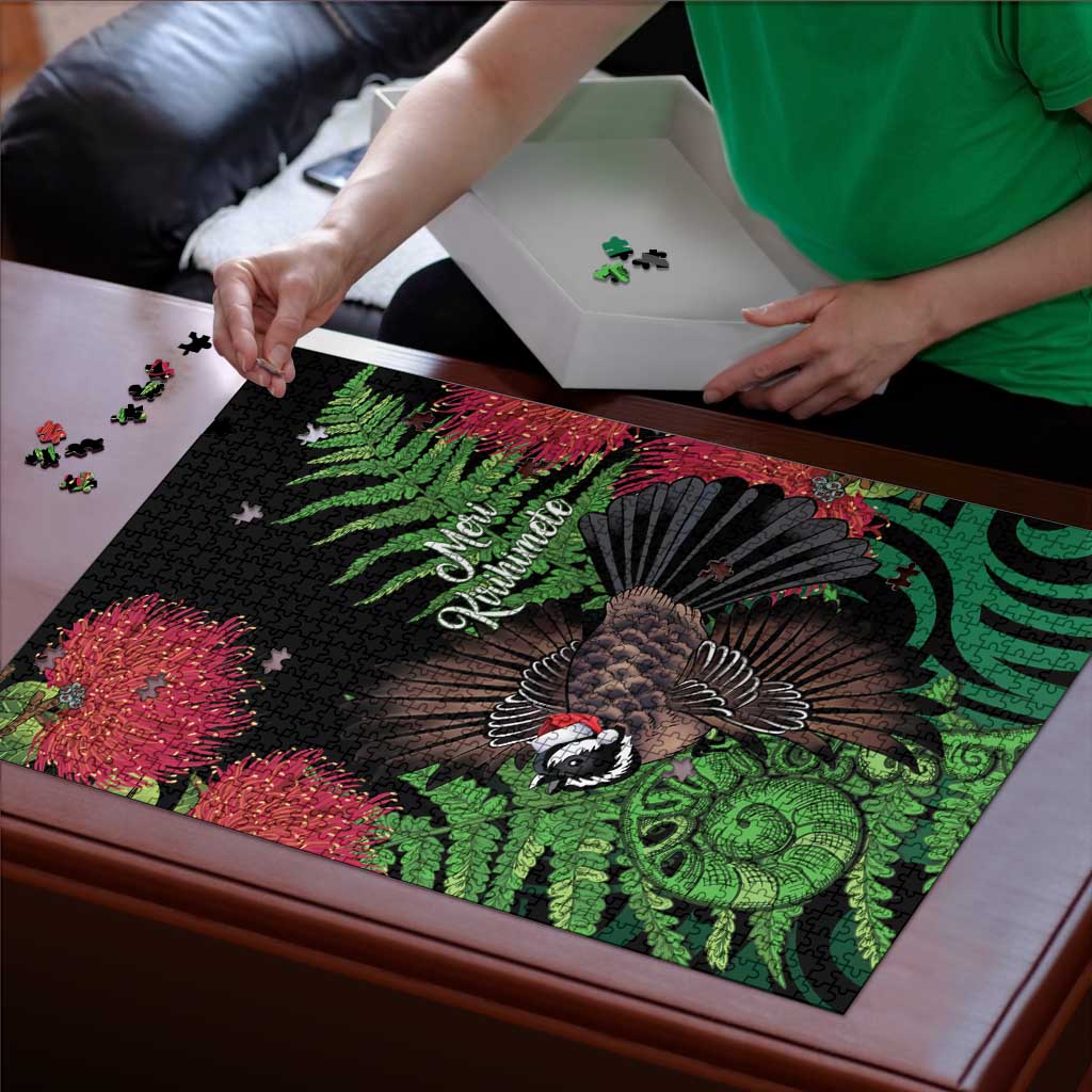 Meri Kirihimete New Zealand Puzzle Piwakawaka Koru Fern Mix Pohutukawa LT14 - Polynesian Pride