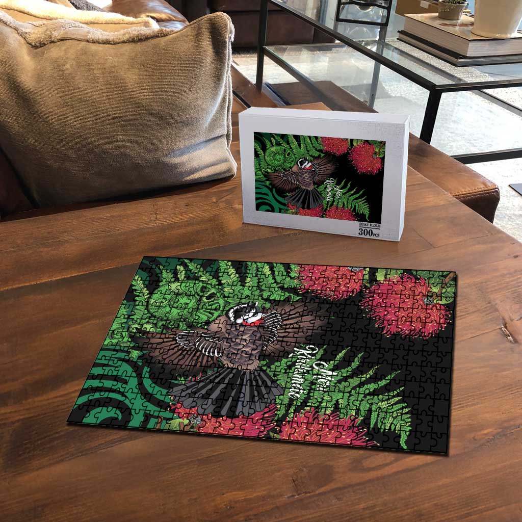 Meri Kirihimete New Zealand Puzzle Piwakawaka Koru Fern Mix Pohutukawa LT14 - Polynesian Pride