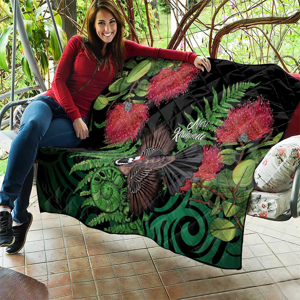 Meri Kirihimete New Zealand Quilt Piwakawaka Koru Fern Mix Pohutukawa LT14 - Polynesian Pride