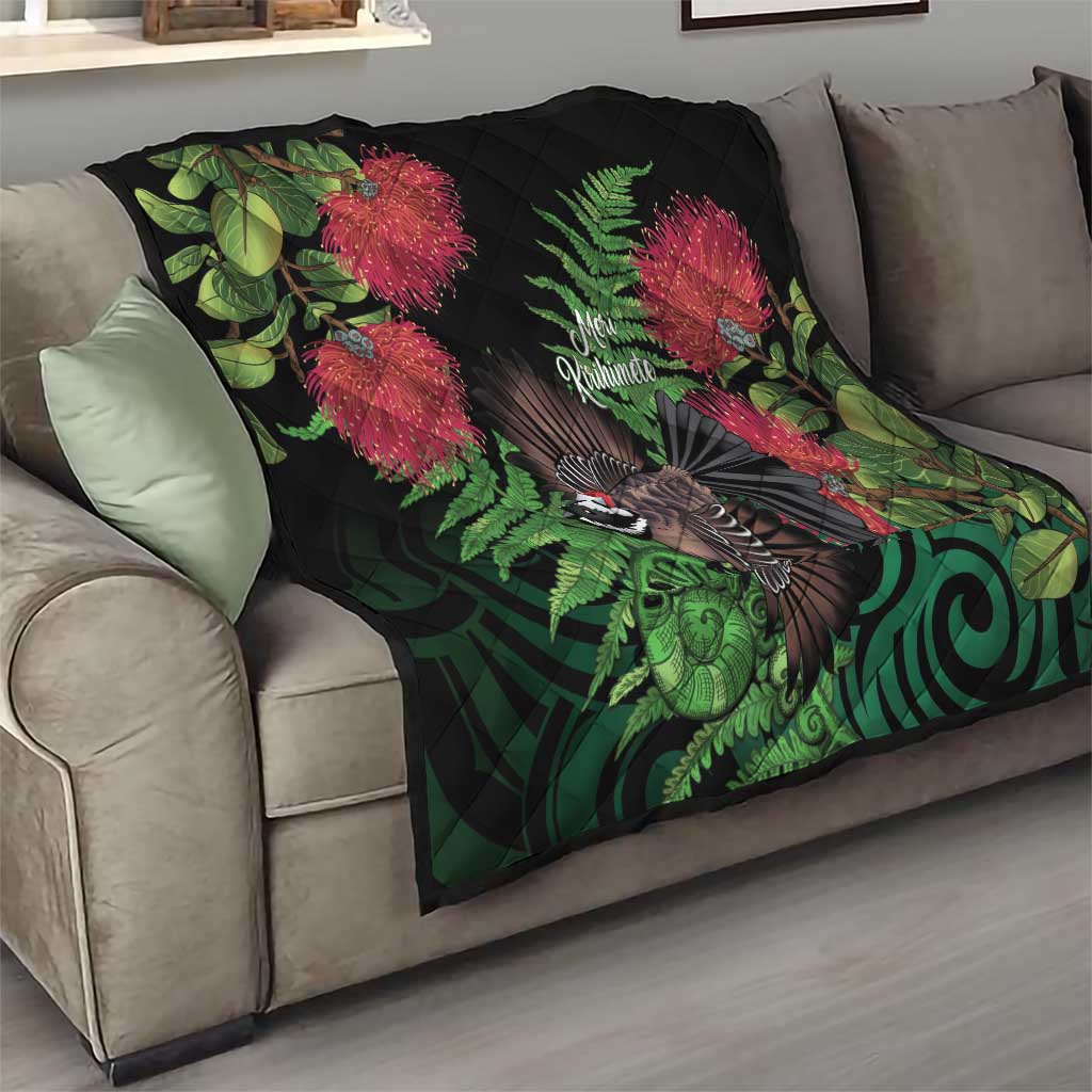 Meri Kirihimete New Zealand Quilt Piwakawaka Koru Fern Mix Pohutukawa LT14 - Polynesian Pride