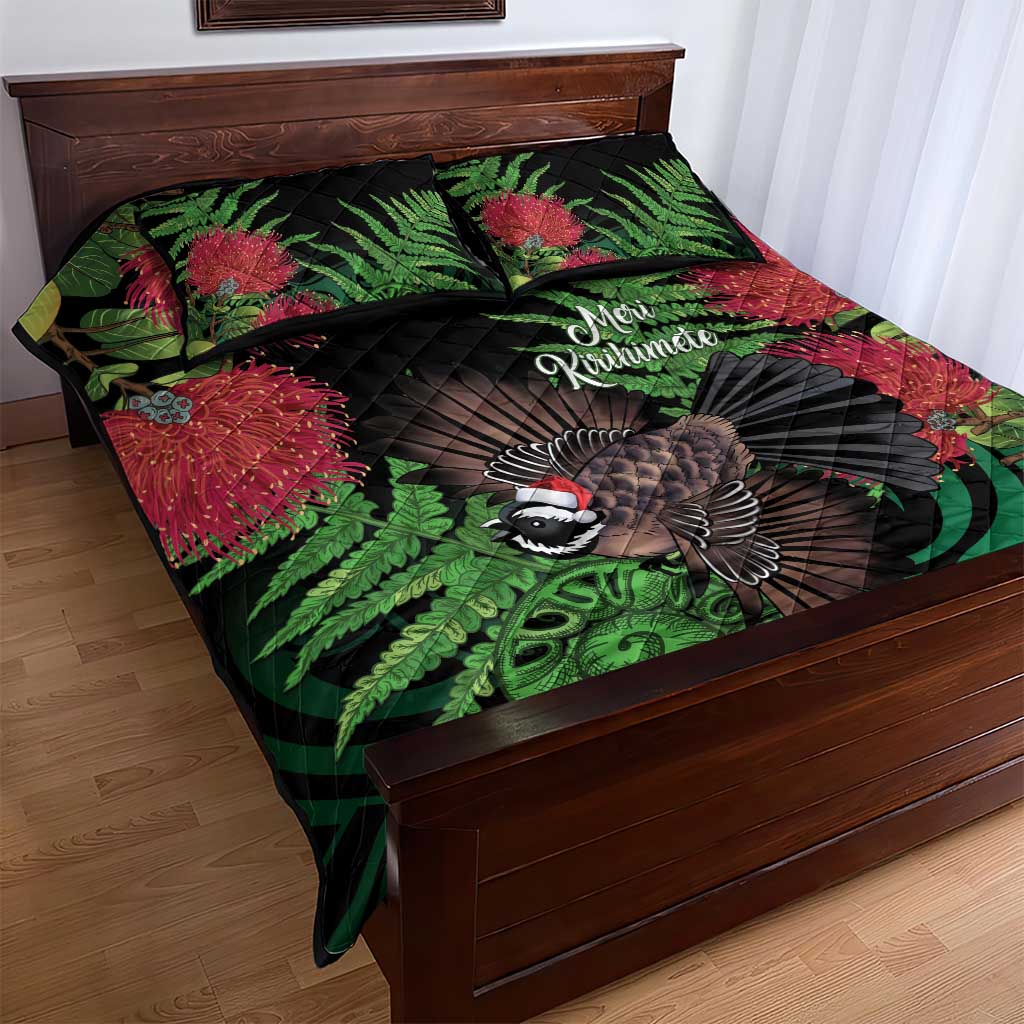 Meri Kirihimete New Zealand Quilt Bed Set Piwakawaka Koru Fern Mix Pohutukawa LT14 - Polynesian Pride