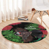 Meri Kirihimete New Zealand Round Carpet Piwakawaka Koru Fern Mix Pohutukawa LT14 - Polynesian Pride