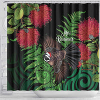 Meri Kirihimete New Zealand Shower Curtain Piwakawaka Koru Fern Mix Pohutukawa LT14 - Polynesian Pride