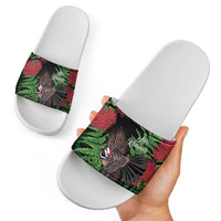Meri Kirihimete New Zealand Slide Sandals Piwakawaka Koru Fern Mix Pohutukawa LT14 - Polynesian Pride