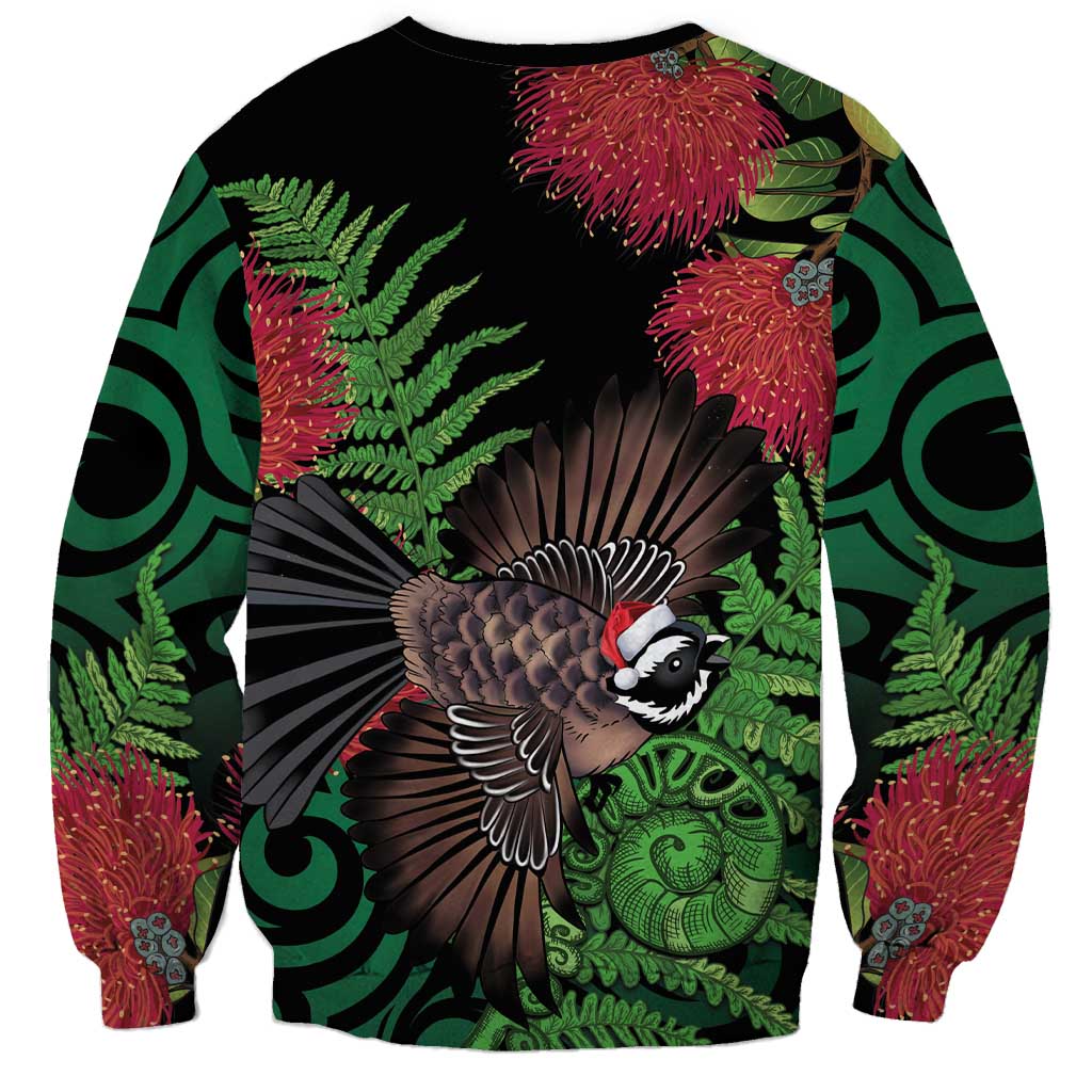 Meri Kirihimete New Zealand Sweatshirt Piwakawaka Koru Fern Mix Pohutukawa LT14 - Polynesian Pride