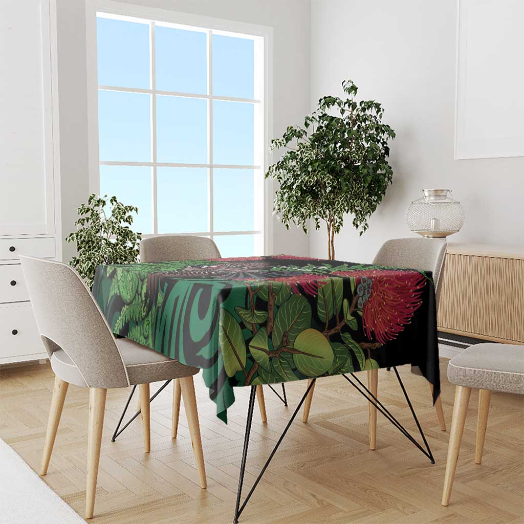 Meri Kirihimete New Zealand Tablecloth Piwakawaka Koru Fern Mix Pohutukawa LT14 - Polynesian Pride