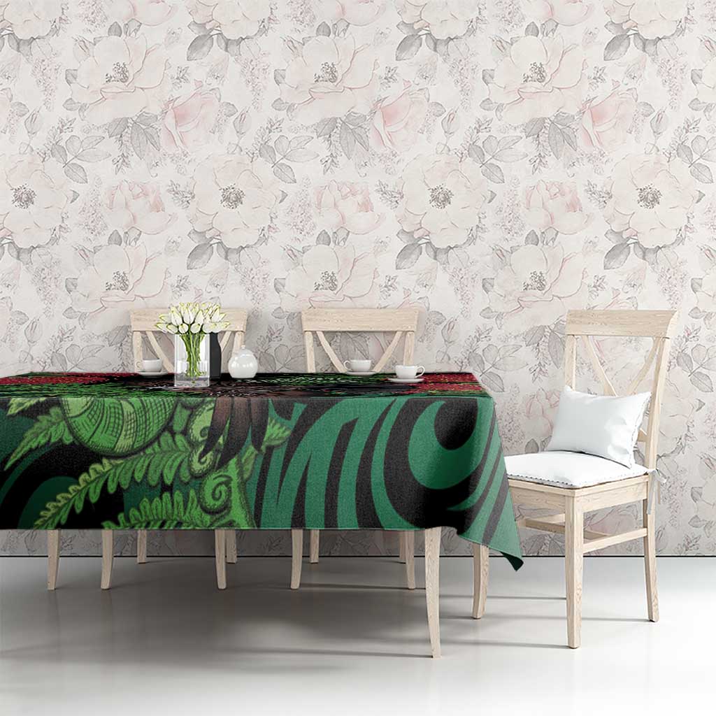 Meri Kirihimete New Zealand Tablecloth Piwakawaka Koru Fern Mix Pohutukawa LT14 - Polynesian Pride