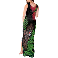 Meri Kirihimete New Zealand Tank Maxi Dress Piwakawaka Koru Fern Mix Pohutukawa LT14 - Polynesian Pride
