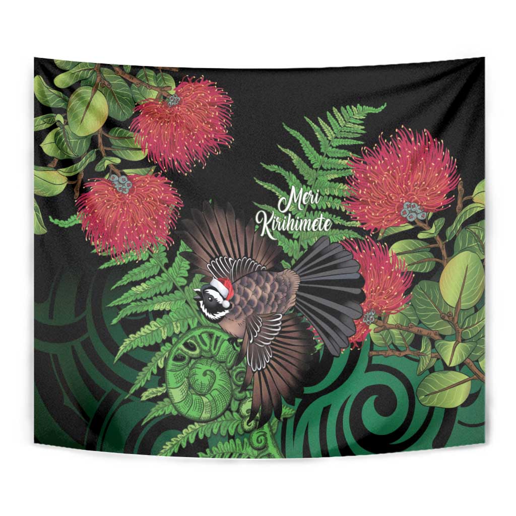 Meri Kirihimete New Zealand Tapestry Piwakawaka Koru Fern Mix Pohutukawa LT14 - Polynesian Pride