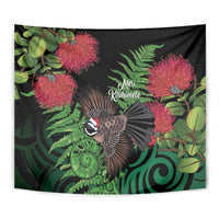 Meri Kirihimete New Zealand Tapestry Piwakawaka Koru Fern Mix Pohutukawa LT14 - Polynesian Pride