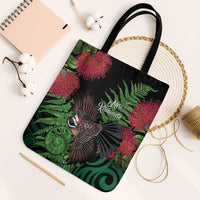 Meri Kirihimete New Zealand Tote Bag Piwakawaka Koru Fern Mix Pohutukawa LT14 Black Strap One Size Black - Polynesian Pride