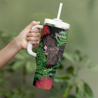 Meri Kirihimete New Zealand Tumbler With Handle Piwakawaka Koru Fern Mix Pohutukawa LT14 - Polynesian Pride