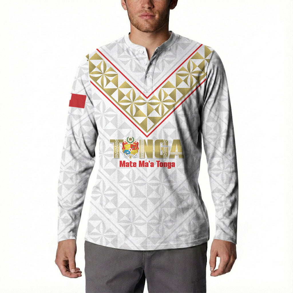 Mate Maa Tonga Rugby Custom Button Sweatshirt 2026 Tongan Ngatu Pattern LT14 - Polynesian Pride
