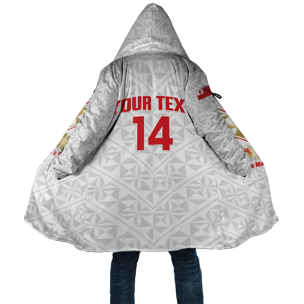 Mate Maa Tonga Rugby Custom Cloak 2026 Tongan Ngatu Pattern LT14 Unisex White - Polynesian Pride