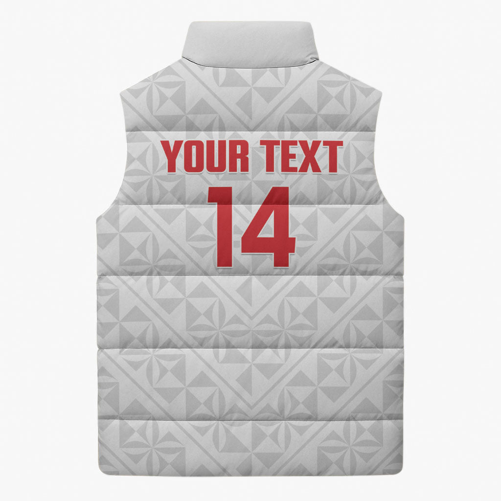 Mate Maa Tonga Rugby Custom Sleeveless Puffer Jacket 2026 Tongan Ngatu Pattern LT14 - Polynesian Pride