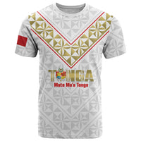 Mate Maa Tonga Rugby Custom T Shirt 2026 Tongan Ngatu Pattern LT14 White - Polynesian Pride