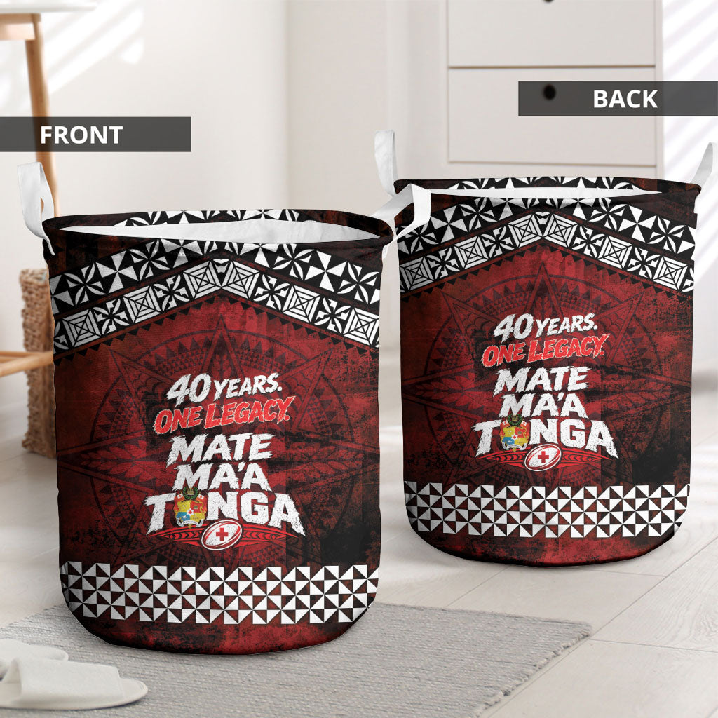 Mate Maa Tonga Rugby 2026 Laundry Basket 40 Years Anniversary One Legacy LT14 - Polynesian Pride