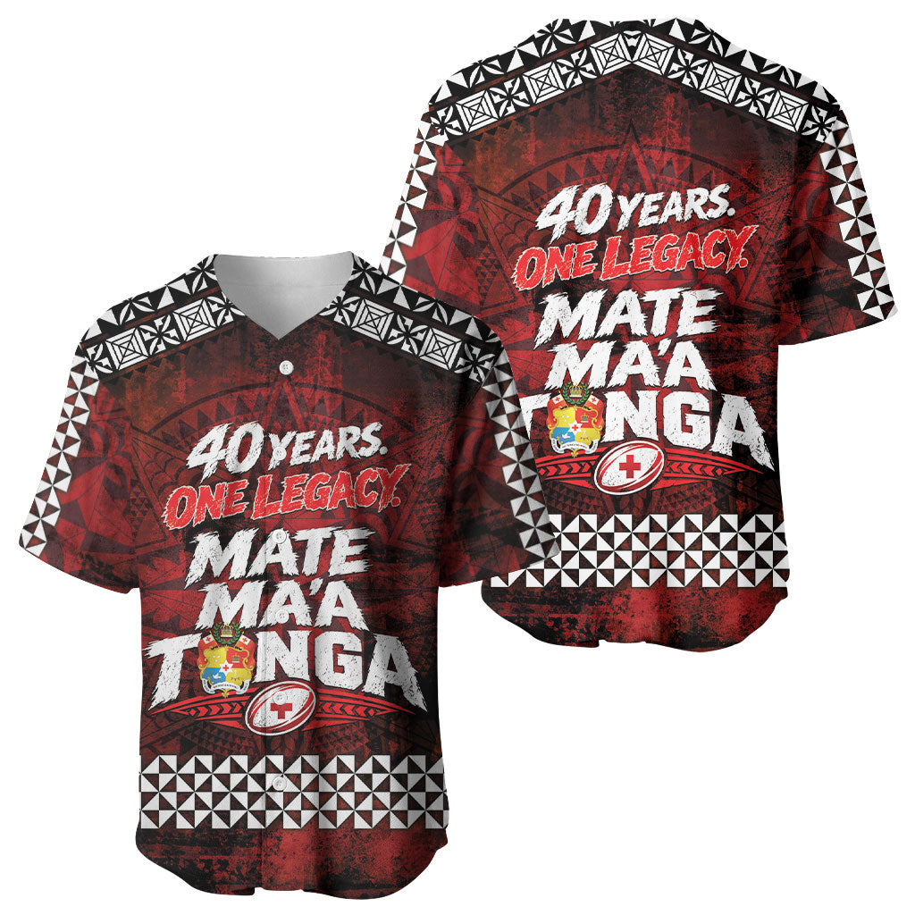Mate Maa Tonga Rugby 2026 Baseball Jersey 40 Years Anniversary One Legacy LT14 - Polynesian Pride