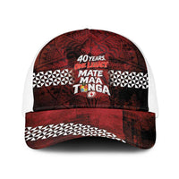 Mate Maa Tonga Rugby 2026 Baseball Net Cap 40 Years Anniversary One Legacy LT14 One Size White Red - Polynesian Pride
